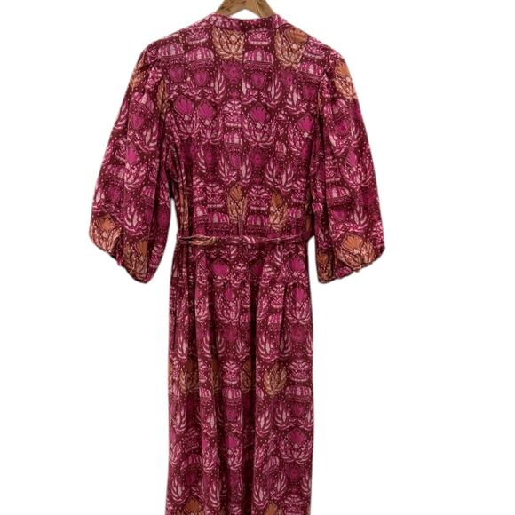 Love The Label Lola Midi Dress In Dahlia Fuschia Print - Picture 4 of 7
